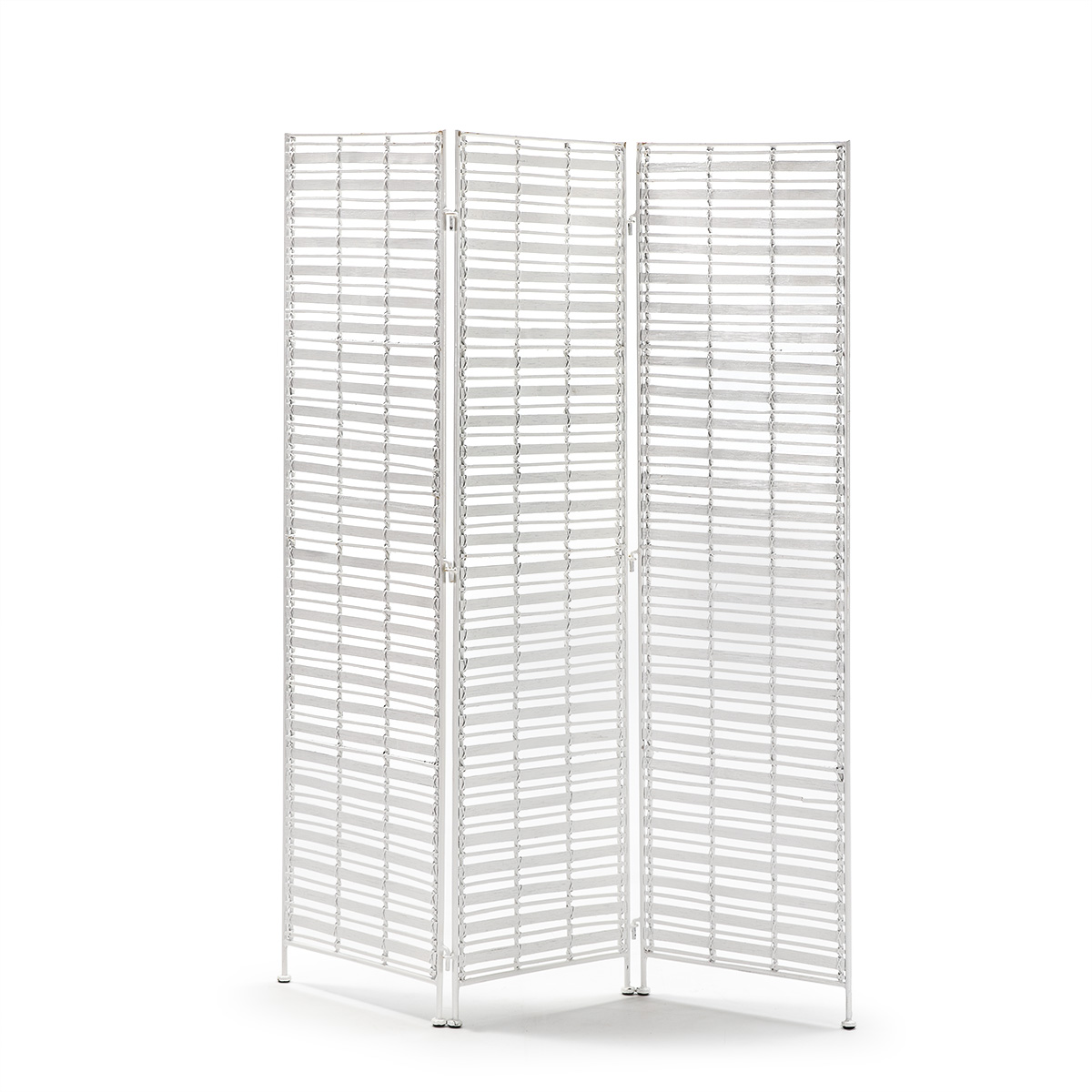 Biombo 140x2x178 Mimbre Blanco/Metal Blanco