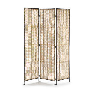 Biombo 140x2x178 Mimbre Natural/Metal Negro