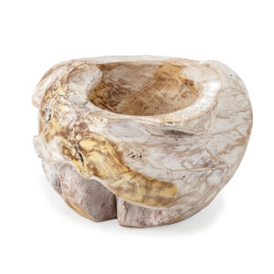 Bowl 35x30x30 Madera de Teca -- Blanco Lavado