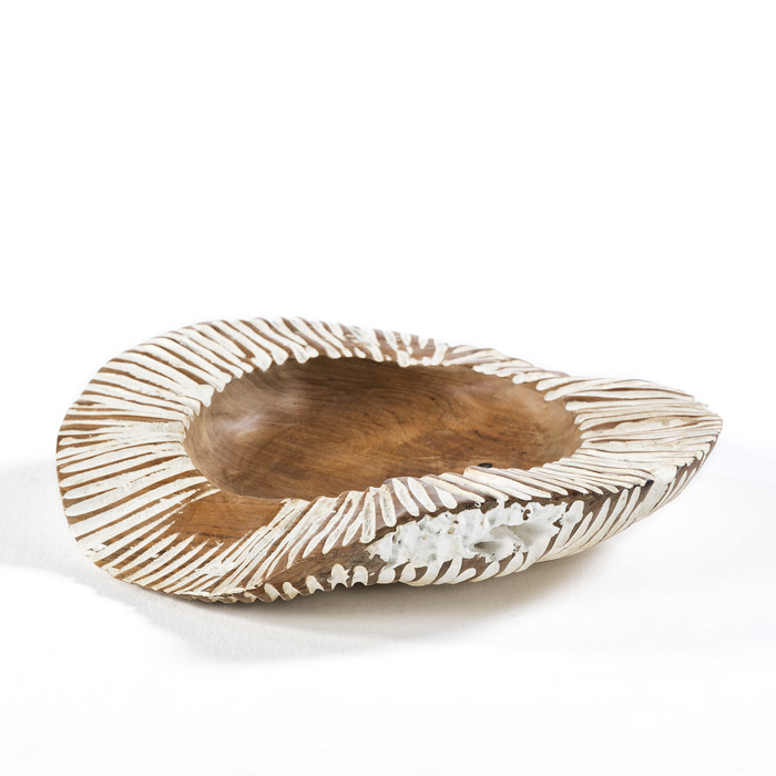 Bowl 40 cm aprox. Madera Natural/Blanco