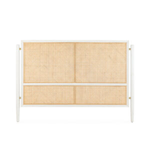 Cabecero 160x6x110 Madera de Cedro/Metal/Ratán -- Blanco/Dorado/Natural