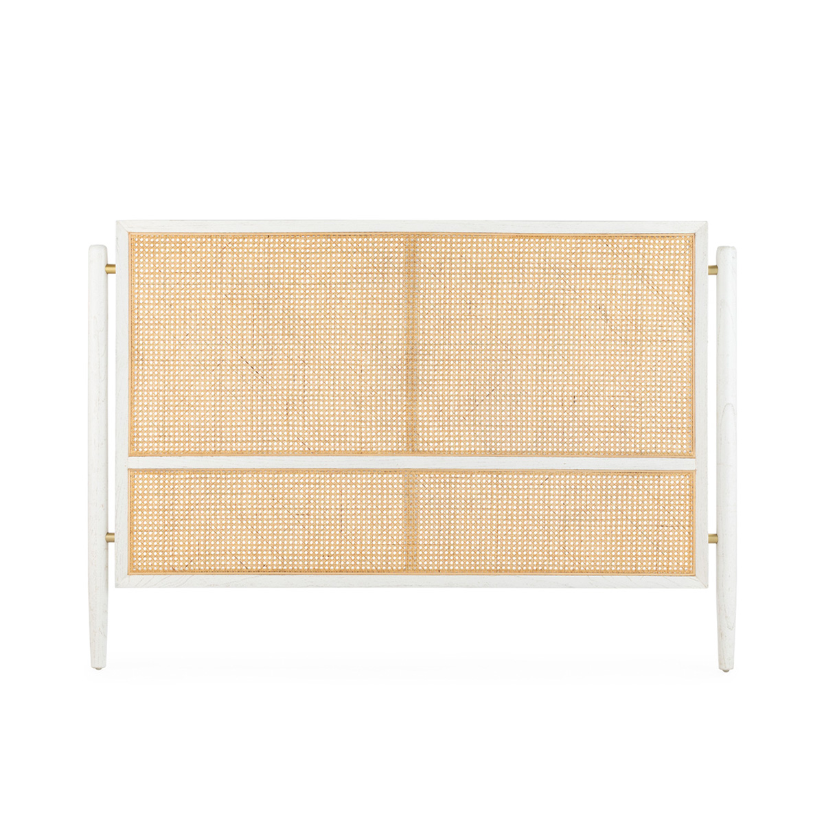 Cabecero 160x6x110 Madera de Cedro/Metal/Ratán -- Blanco/Dorado/Natural