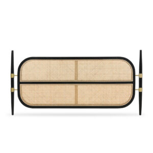 Cabecero 168x6x83 Ratán/Madera de Cedro/Metal -- Natural/Negro/Dorado
