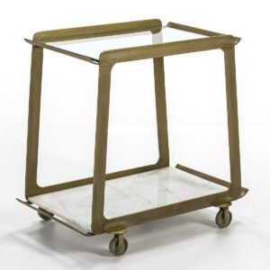 Camarera 82x46x76 Cristal/Metal Dorado/Mármol Blanco