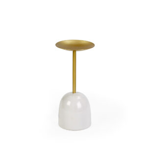 Candelabro 12x12x26 Metal Blanco/Dorado