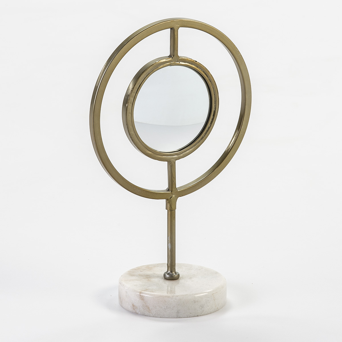 Centro de Mesa 22x13x36 Espejo/Mármol Blanco/Metal Dorado