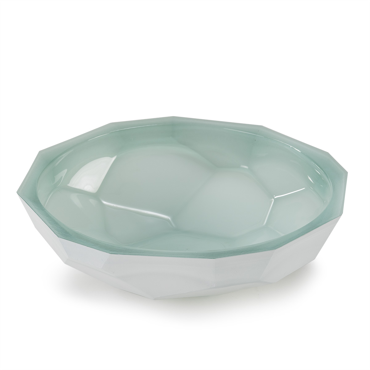 Centro de Mesa 34x33x9 Cristal Agua/Blanco