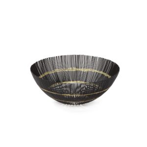 Centro de Mesa 38x38x15 Metal Negro/Dorado