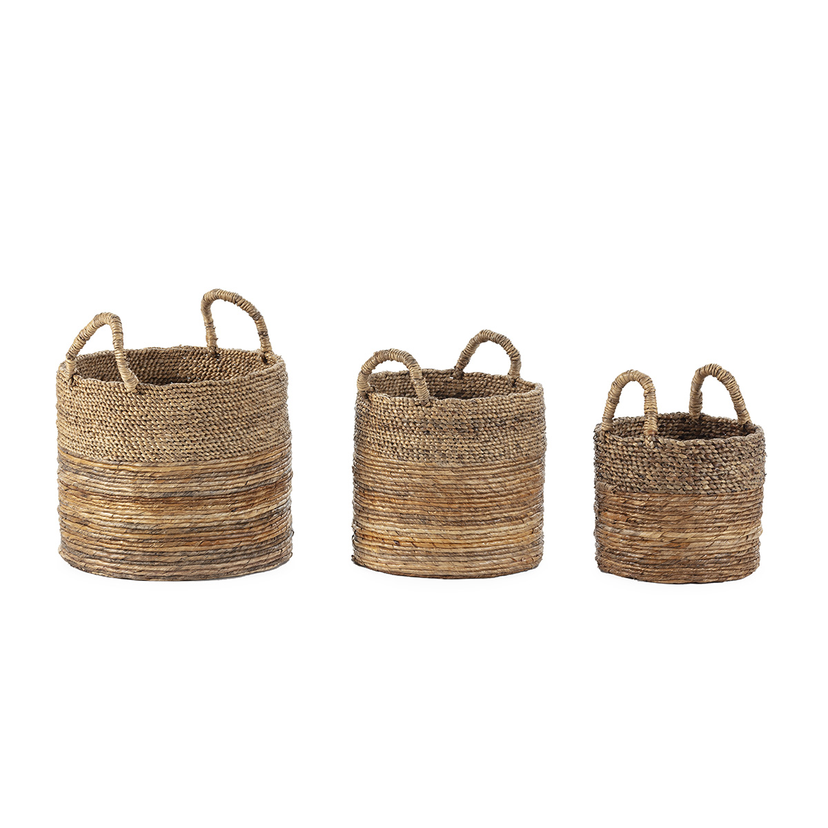 Cesto 32x32x38/38x38x42/42x42x48 Hoja de Banana/Jacinto de Agua -- Natural