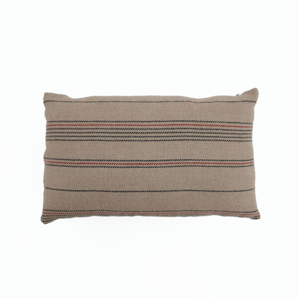 Cojín 50x30 Tela Lino Crema/Negro/Rojo