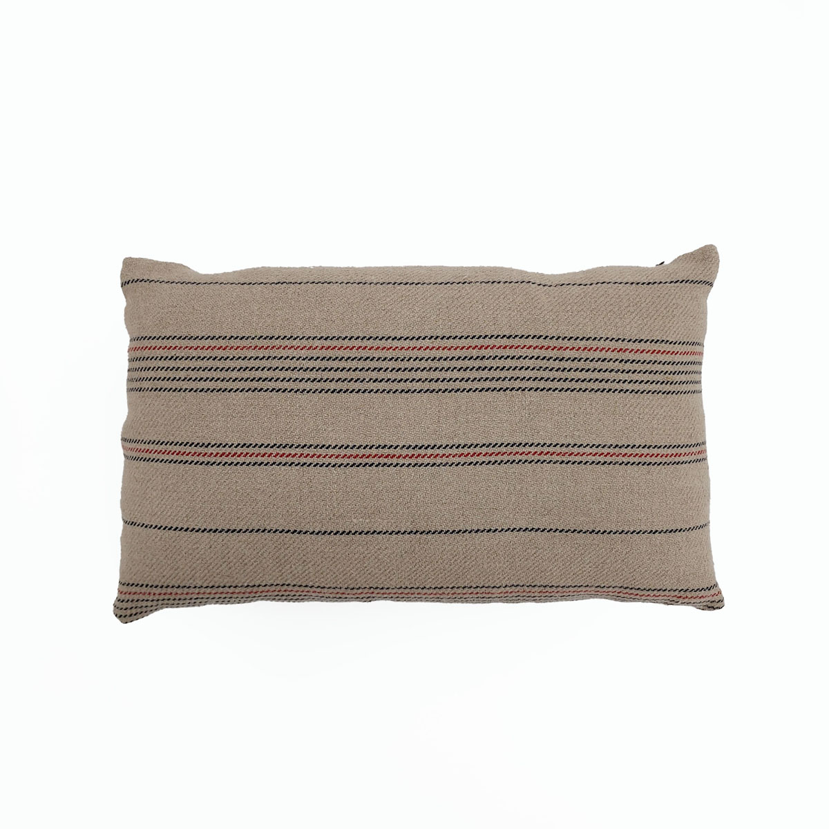 Cojín 50x30 Tela Lino Crema/Negro/Rojo