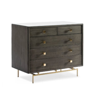 Cómoda 110x55x95 Metal Dorado/Madera Gris