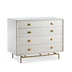 Cómoda 110x55x95 Metal Oro/Madera Blanco