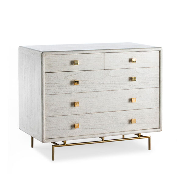 Cómoda 110x55x95 Metal Oro/Madera Blanco