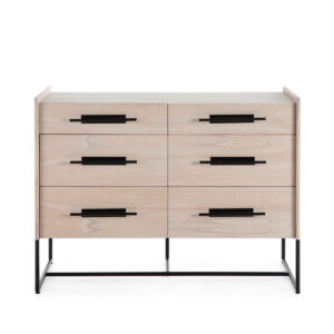 Cómoda 120x45x93 Madera Natural/Metal Negro