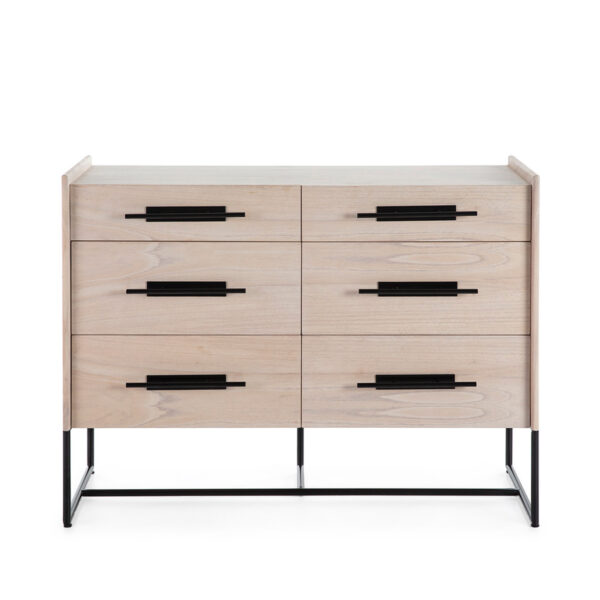 Cómoda 120x45x93 Madera Natural/Metal Negro