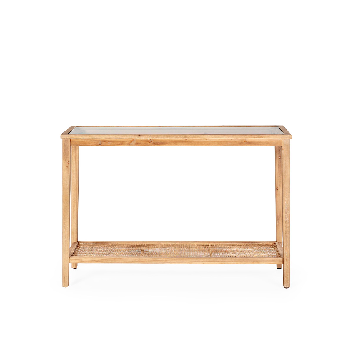Consola 120x36x80 Madera/Cristal/Ratán Natural