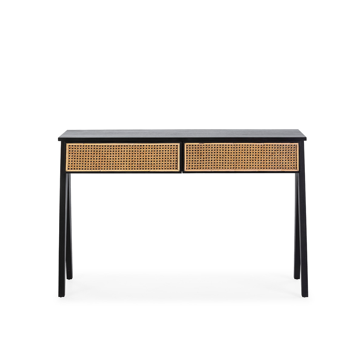 Consola 120x40x80 Madera de Cedro/Ratán Negro/Natural