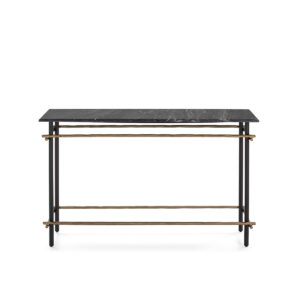 Consola 122x39x75 Mármol Negro/Hierro Dorado Antique/Negro