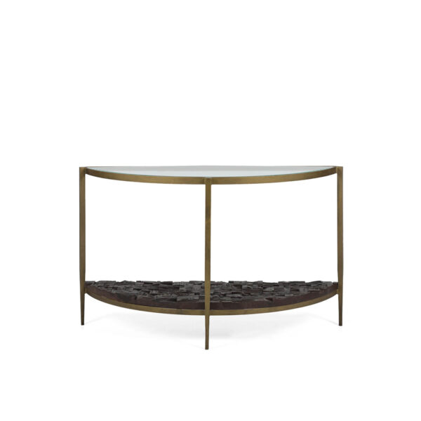 Consola 126x44x77 Cristal/Metal/Madera -- Dorado/Negro