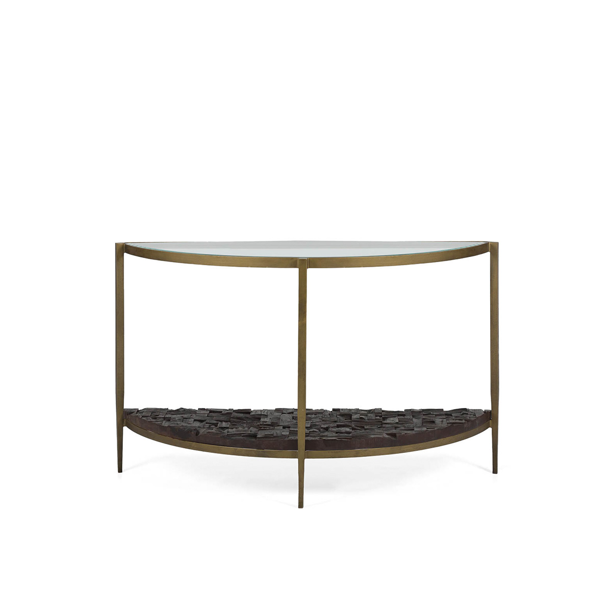 Consola 126x44x77 Cristal/Metal/Madera -- Dorado/Negro