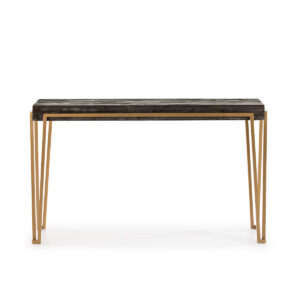 Consola 140x45x82 Madera Natural Oscuro/Metal Dorado