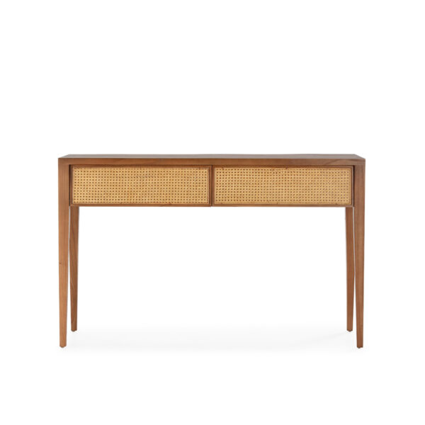 Consola 140x45x87 Madera de Cedro/Ratán -- Marrón/Natural