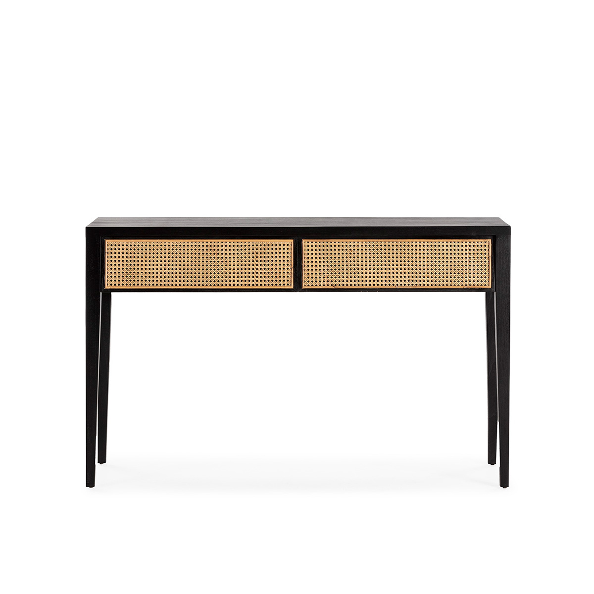 Consola 140x45x87 Madera de Cedro/Ratán -- Negro/Natural