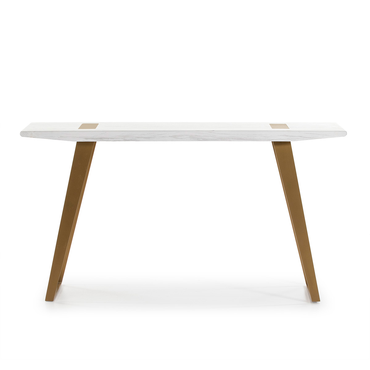 Consola 150x40x80 Madera Balnco/Metal Dorado