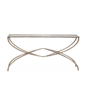 Consola 156x35x78 Metal/Cristal Dorado Antique