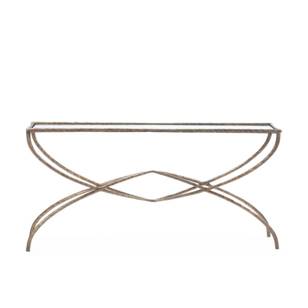 Consola 156x35x78 Metal/Cristal Dorado Antique