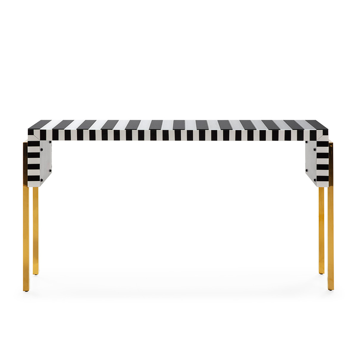 Consola 156x38x85 Acero Blanco/Negro/Dorado