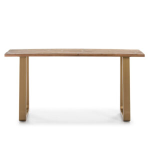 Consola 160x45x82 Madera Natural/Metal Dorado