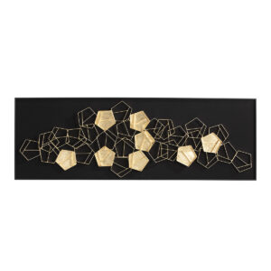 Cuadro 180x6x60 Madera Negro/Metal Dorado