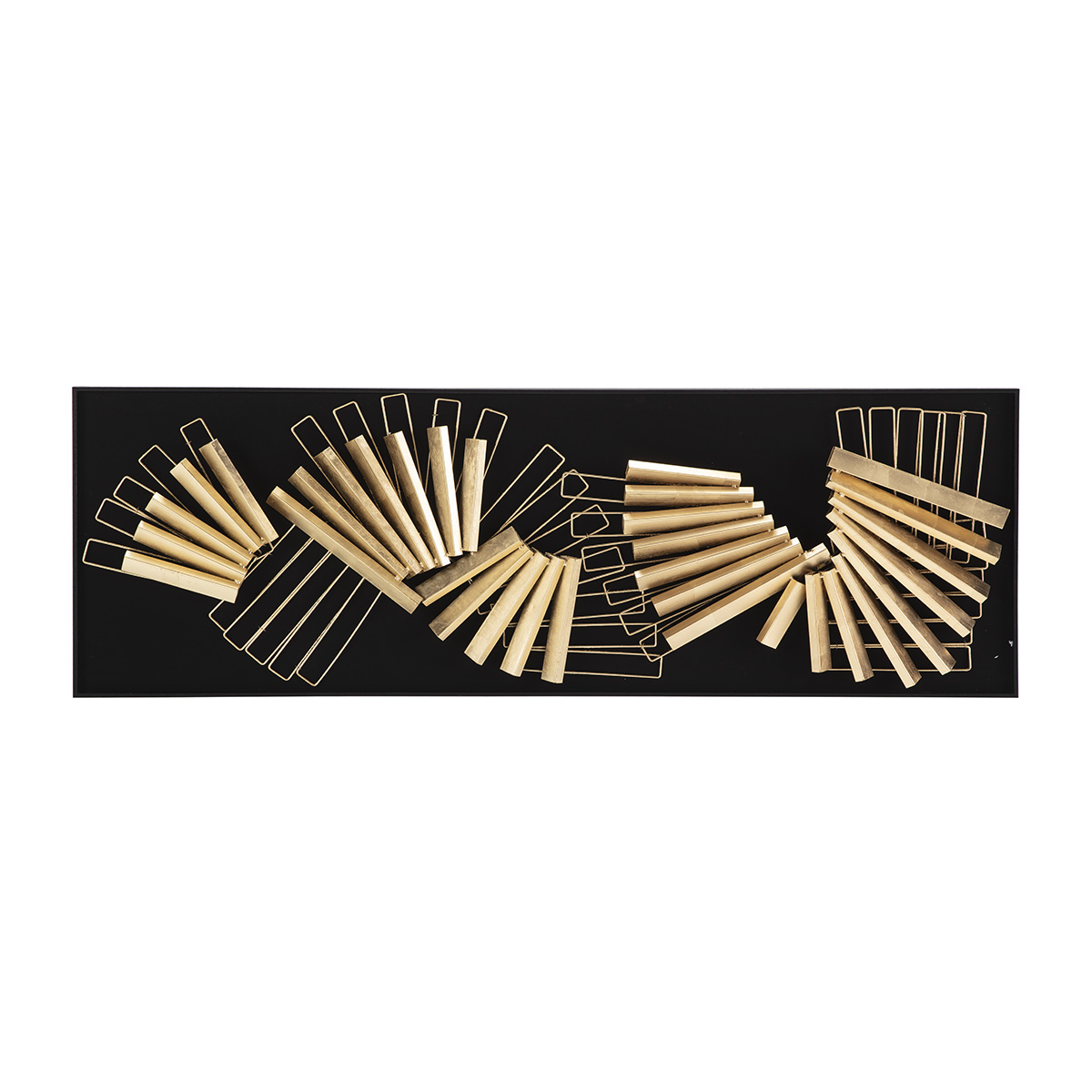 Cuadro 180x8x60 Madera Negro/Metal Dorado