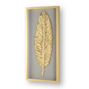 Cuadro 50x5x100 Cristal/Madera Dorado/Plumas Dorado