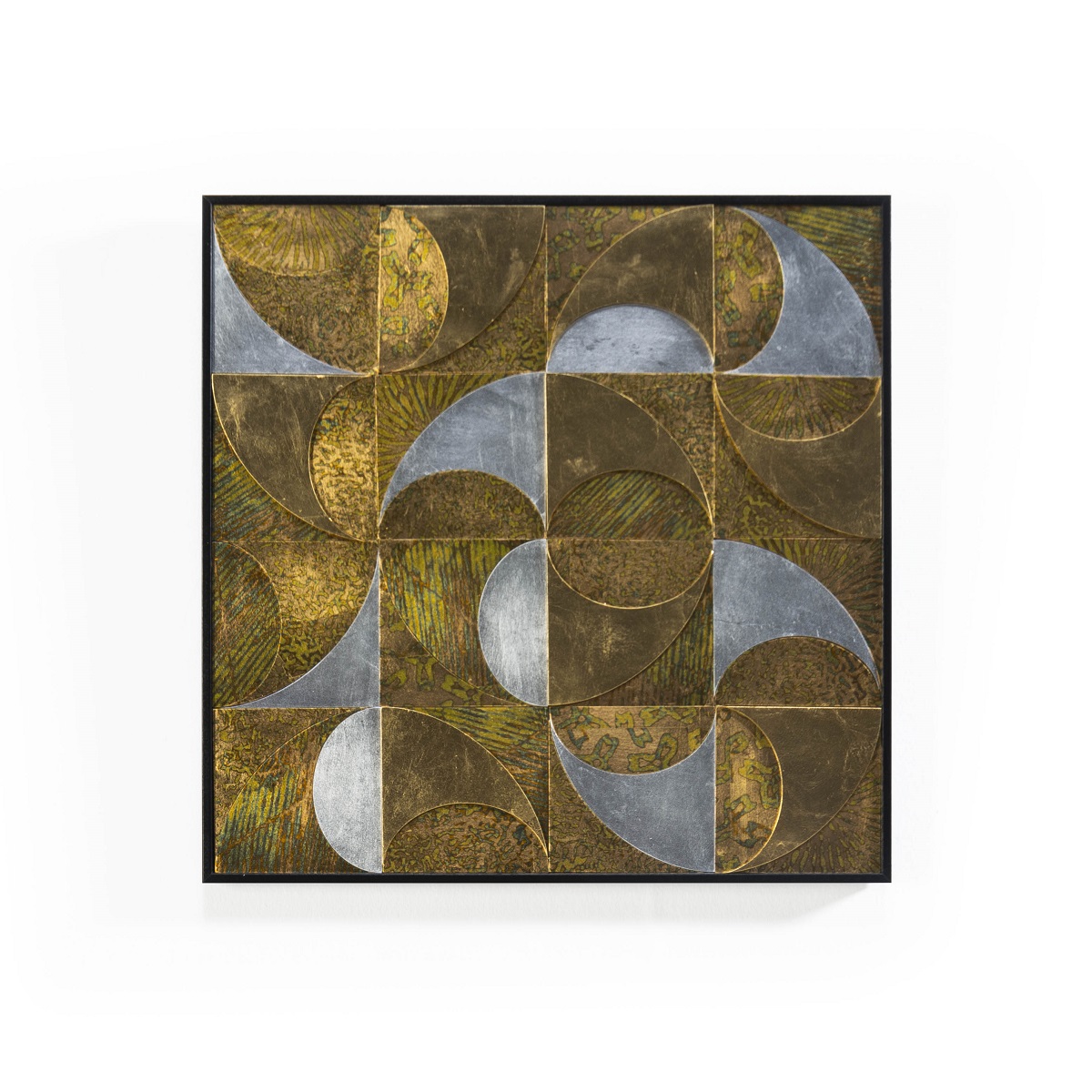 Cuadro 60x4x60 Madera Dorado/Plateado/Negro