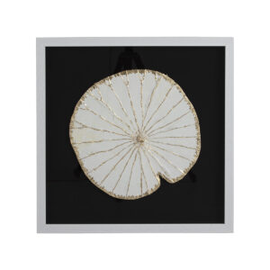 Cuadro 60x5x60 Cristal/Madera Blanco/Dorado