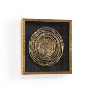 Cuadro 60x5x60 Madera/Arcilla Negro/Dorado