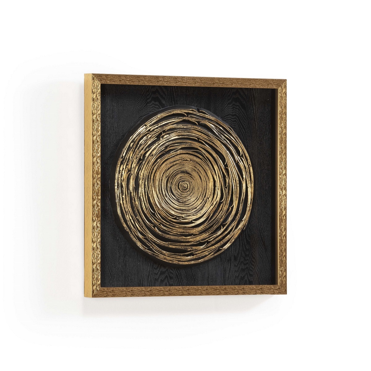 Cuadro 60x5x60 Madera/Arcilla Negro/Dorado