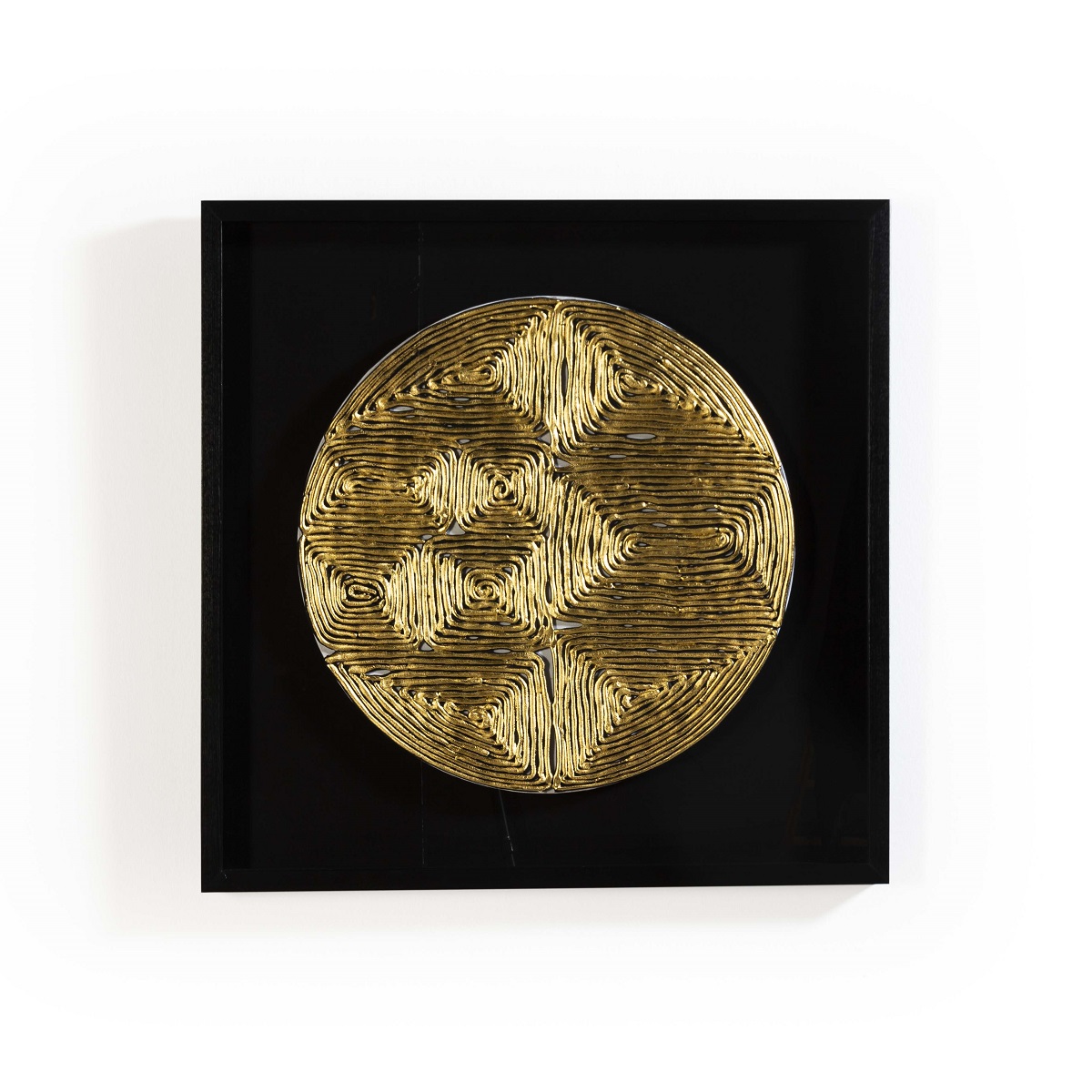 Cuadro 90x5x90 Madera/Arcilla Negro/Dorado