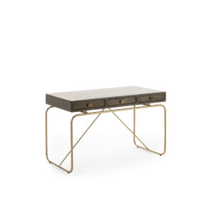 Escritorio 120x60x76 Metal Dorado/Madera Gris