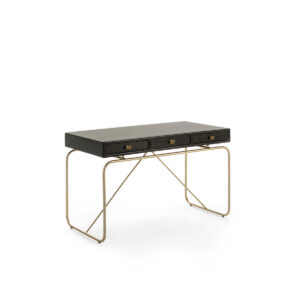 Escritorio 120x60x76 Metal Dorado/Madera Negro