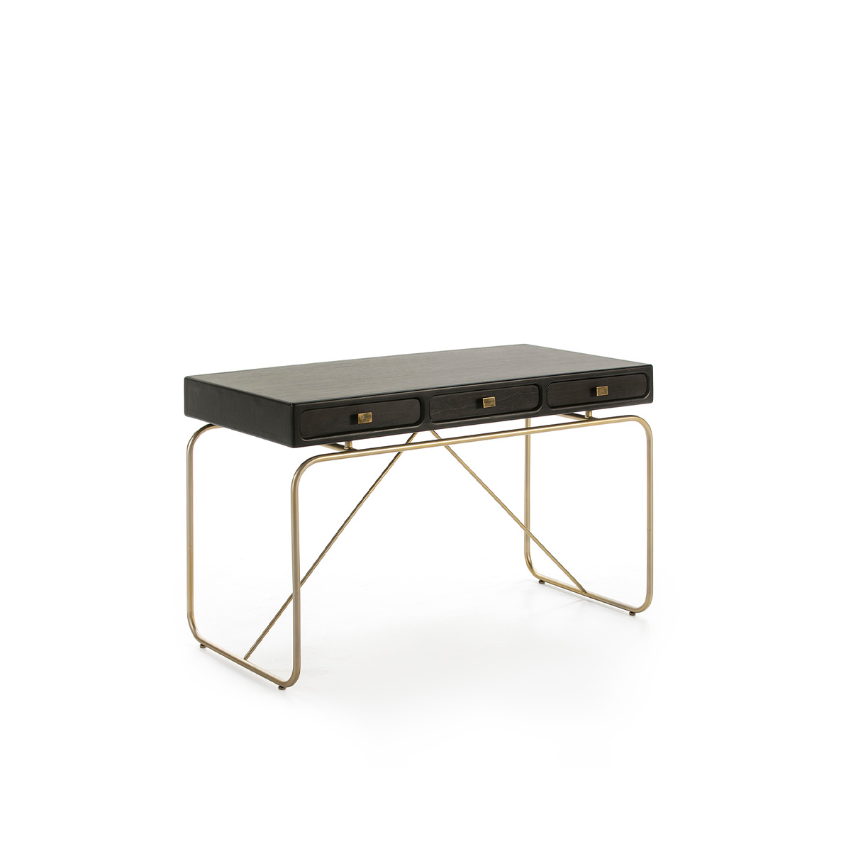 Escritorio 120x60x76 Metal Dorado/Madera Negro