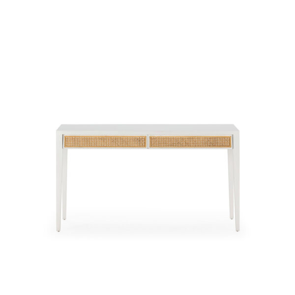 Escritorio 140x55x80 Madera de Cedro/Ratán -- Blanco/Natural