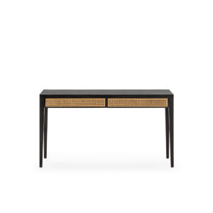 Escritorio 140x55x80 Madera de Cedro/Ratán -- Negro/Natural