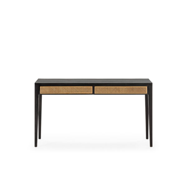 Escritorio 140x55x80 Madera de Cedro/Ratán -- Negro/Natural