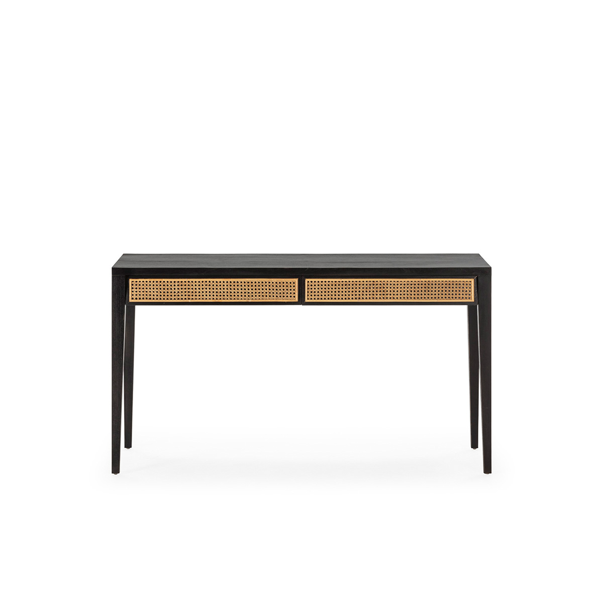 Escritorio 140x55x80 Madera de Cedro/Ratán -- Negro/Natural