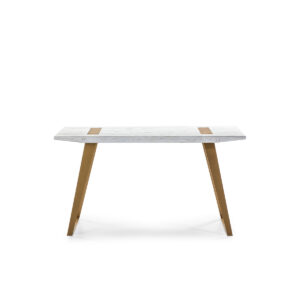 Escritorio 140x60x75 Madera Blanco/Metal Dorado