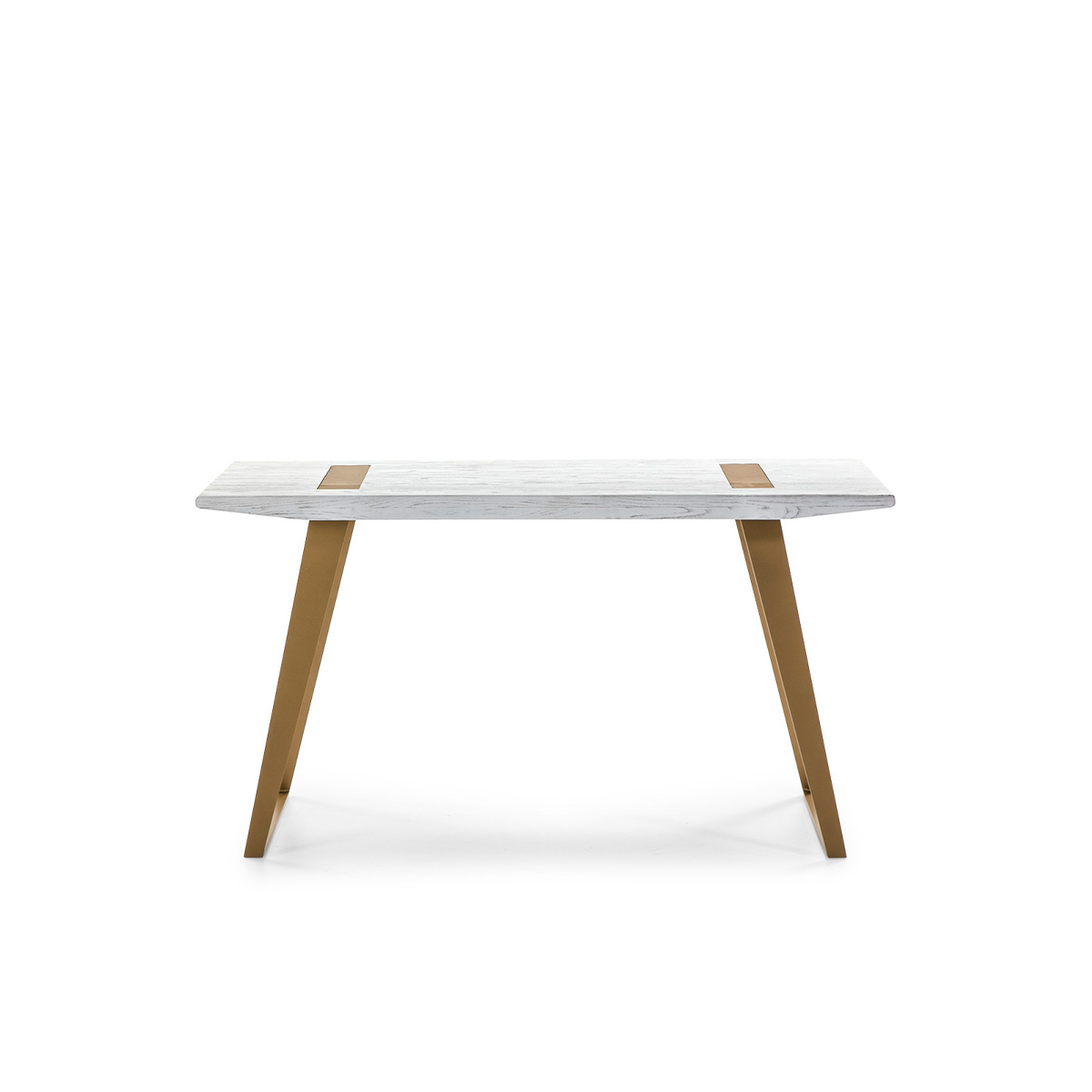 Escritorio 140x60x75 Madera Blanco/Metal Dorado